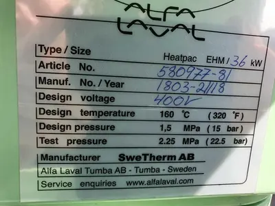 Alfa-Laval P-626 lube oil purifier module, 316SS.