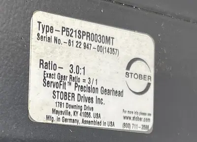 USED CONTROL TECHNIQUES CONTROL TECHNIQUES 142UDC305BAECA, STOBER P521SPR0030MT RATIO 3.0:1