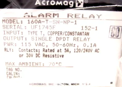 NEW ACROMAG 160A-T-SN-NP-1 ALARM RELAY 160ATSNNP1