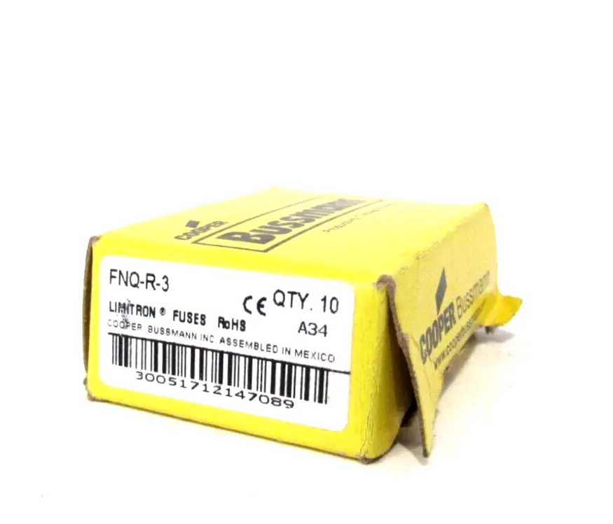 BOX OF 10 NEW BUSSMANN FNQ-R-3 FUSES FNQR3