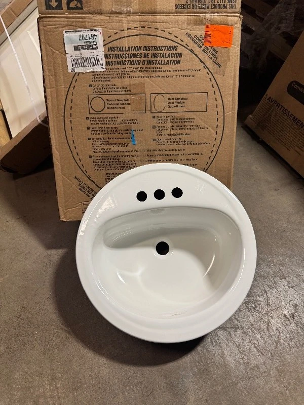 Bootz Industries Laurel Round Drop-In Bathroom Sink in White new