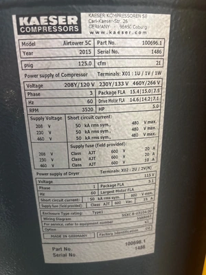 2015 KAESER AIRTOWER 5C Rotary Screw & Sliding Vane Air Compressors | PM Machines (2)