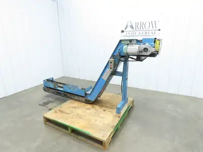 Tsubaki 10"W x 90"L Chip Conveyor 7.5"Belt 45" Infeed 38"H Discharge 220V 3PH