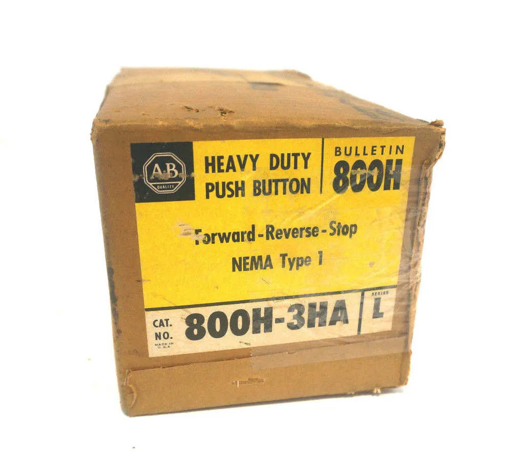 NEW ALLEN BRADLEY 800H-3HA PUSHBUTTON STATION SER.L 800H3HA
