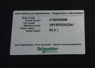 Schneider Electric UNYSPUEVUCD41 Unity Pro XL Single LIC - SN: 21092302999 3C