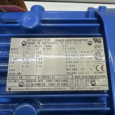 New | in-Stock Sumitomo CHHMS1H-6185DBY-EP-1247 Motors (misc) Indiana US | J&J Industrial Supply #1300196
