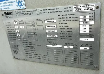 Used 2009 MCQUAY AGZ140CHHNN-ER10 Chillers Florida US | C3 SURPLUS LLC #1670858