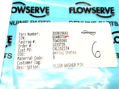 | Flowserve 300B196X2 Align Washer Pins 60480704 LOT OF 6 - New