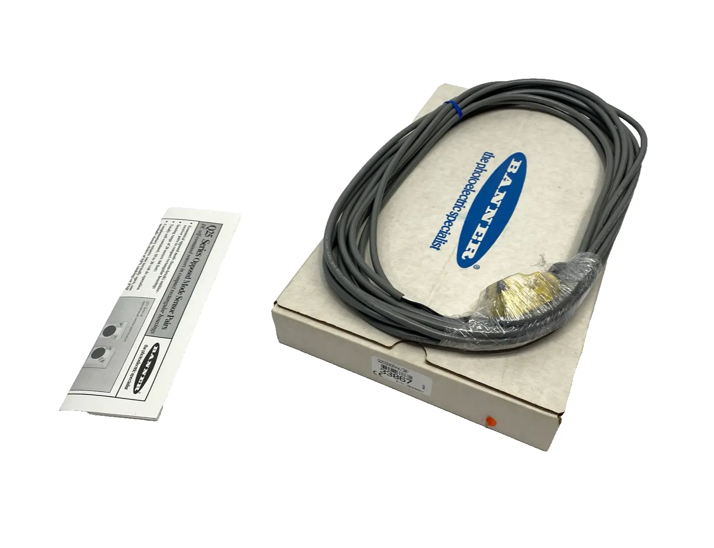 33867, Q25SN6R W/30 | Banner Q25SN6R W/30 Right-Angle Base Mount Photoelectric Sensor 9m Cable 33867 - New