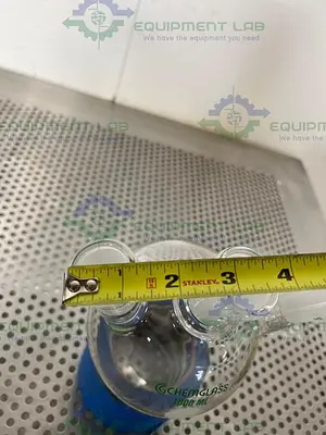 NEW CHEMGLASS CG-1524-08 1000ML HEAVY WALL ROUND BOTTOM FLASK, 3-NECK ANGLED 20°