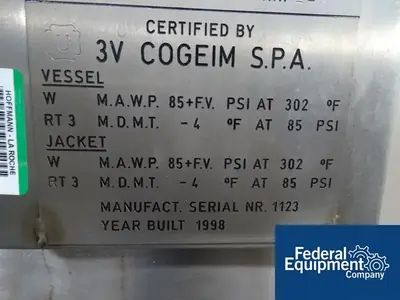 USED 3V Cogeim 0.2 Sq Meter 3V Cogeim Nutsche Filter Dryer, Hastelloy C276