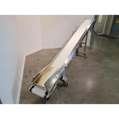 Used 11"wide X 12'L Stainless Steel Incline Portable Sanitary Belt Conveyor