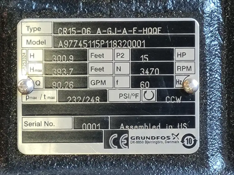 New | in-Stock GRUNDFOS CR15-06 A-GJ-A-E-HQQE Parts (Hydraulics and Pneumatics) British Columbia CA | Lenmark #256871