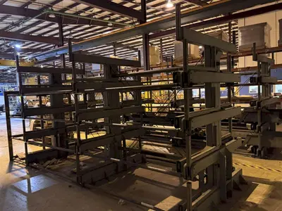 20' X 4 TIER STEEL STORAGE SYSTEM MODEL 4T-3G-30X12R-20' RETRACTABLE ARM STORAGE RACK: YOBRO #24445