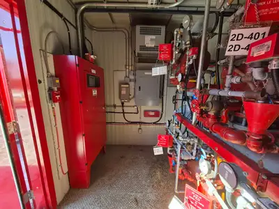 Containerized Foam Fire Suppression System w/ Deluge Valve, Potter Controls & Piping Manifold