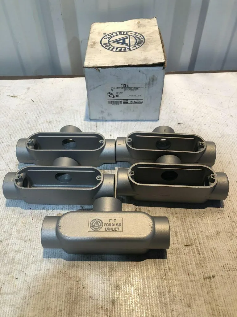 Appleton Electric T100-A Form 85 Unilet 1″ Aluminum Type T Conduit Body NIB of 5