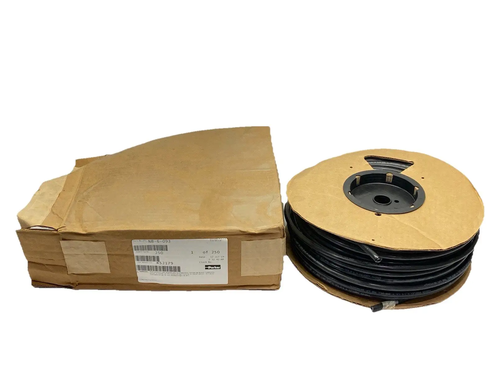 USED PARKER PNEUMATIC NYLON TUBING BLACK 3/8" OD 250FT LENGTH