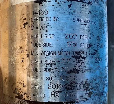 Heat Exchanger, Shell & Tube, 50 SF, S/st, 200 PSI, 600 deg #S743643