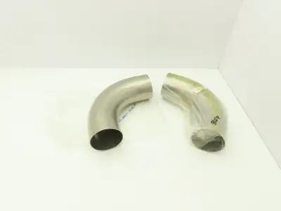 Pfeiffer 6-2WC-400H Vacuum Elbow 90 Deg Radius 4" W/ Extended Tangents Lot of 2