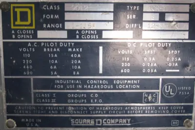 NEW SQUARE D 9012-ACR-1 PRESSURE SWITCH SER.B 1-115LBS 9012ACR1