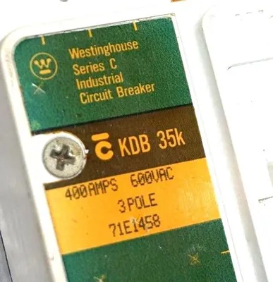 USED WESTINGHOUSE KDB 35K 3 POLE 71E1458, 400A, 600V
