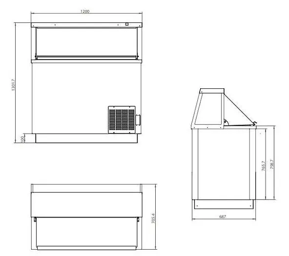 8 tub ice cream dipping cabinet with sneeze guard
