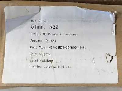 2" Rock Drill Button Bit R32 51mm, 1431-51R32-39/610-45-51 (Box of 10)