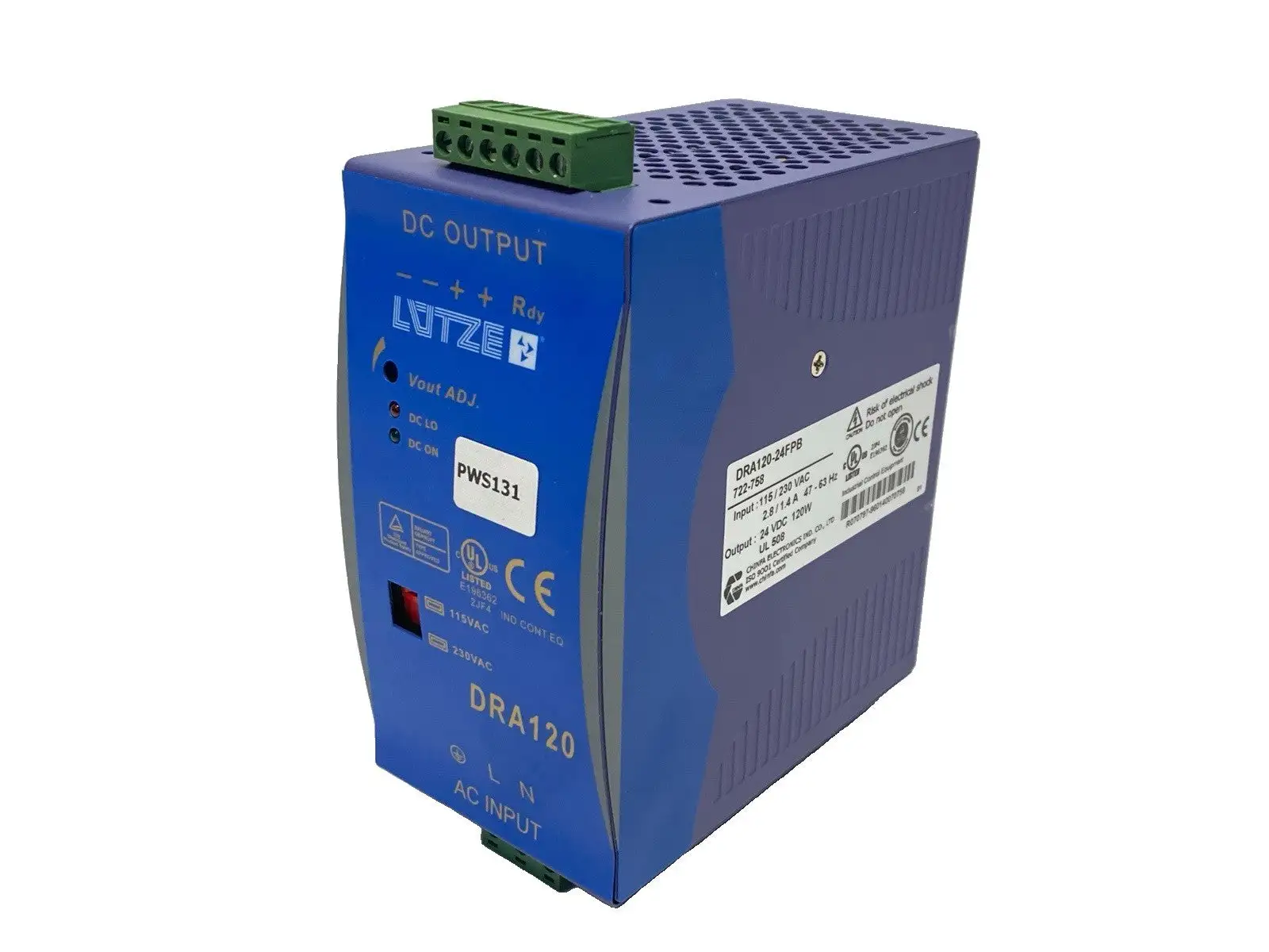 Used Lutze Power Supply 24VDC 120W DIN Rail Power Supplies Michigan US | Maverick Industrial Sales #1392466
