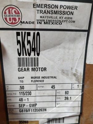 New | in-Stock US Gearmotor 5K540 Gearmotors Kentucky US | Edwards Industrial Repair #1328917