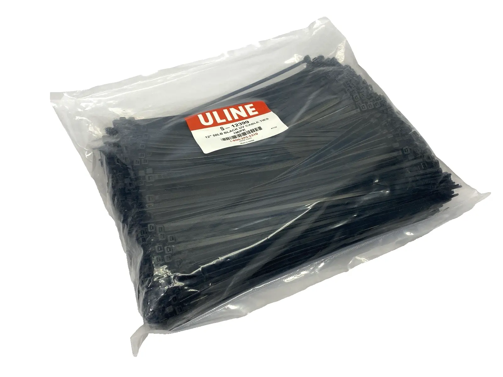 New | in-Stock Uline Black UV Stabilized Nylon Cable Ties 12" Length PACKAGE OF 1000 Misc Fasteners Michigan US | Maverick Industrial Sales #1397245