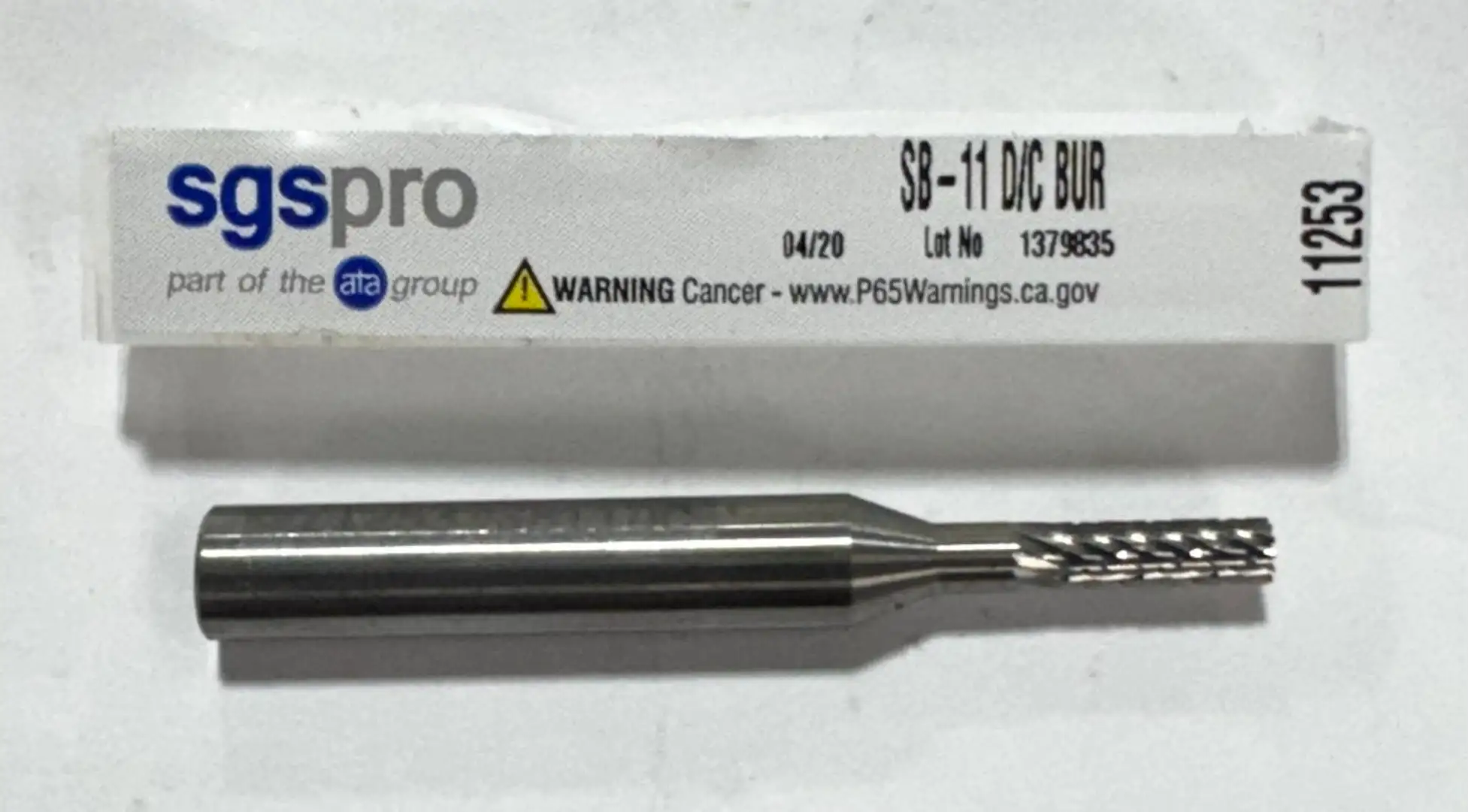 SGS PRO 1/8" Carbide Burr SB-11, Cylinder with end Cut, Double Cut