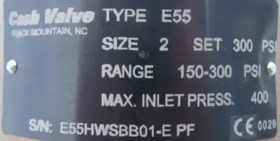 NEW CASH VALVE E55 PRESSURE REGULATOR 2" 150-300PSI SET 300PSI