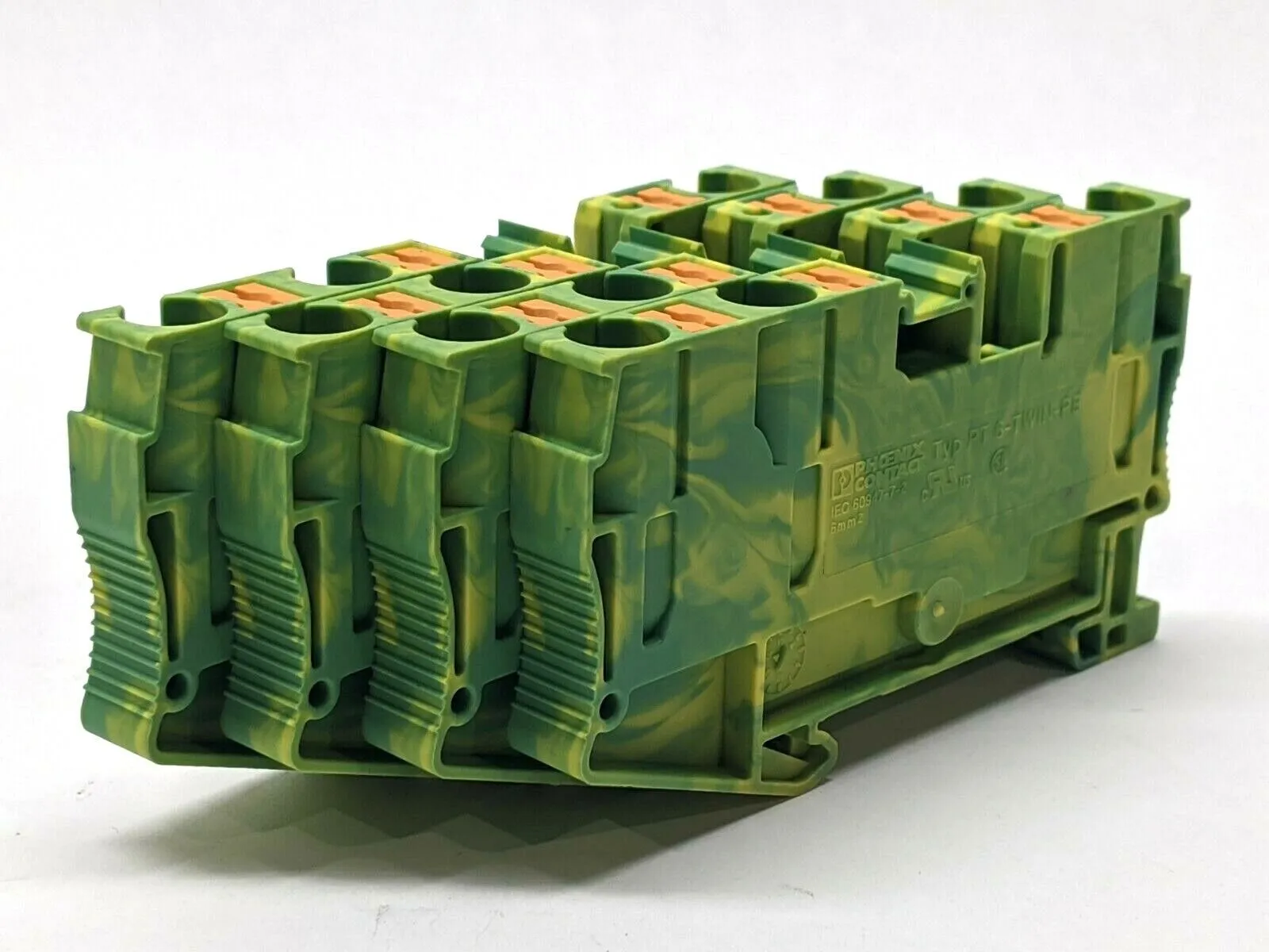 Typ PT 6-TWIN-PE | Phoenix Contact  Terminal Block Green Yellow LOT OF 4 - New