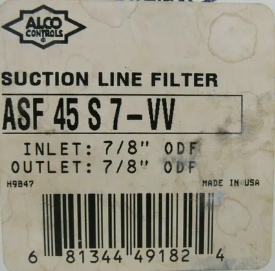 NEW ALCO ASF-45S7-VV SUCTION LINE FILTER 7/8" ASF45S7VV