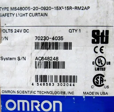 NEW OMRON 70230-1560 LIGHT CURTAIN SET WITH 70230-4035 MS4800S-14-0280-10X-10R