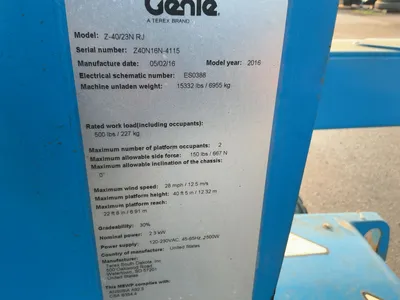 Used 2016 GENIE Z-40/23N RJ Articulating Boom Lifts Michigan US | Miedema Asset Management Group #1321291