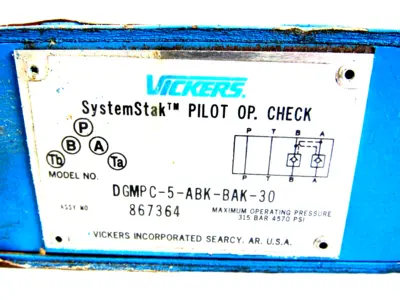 USED VICKERS DGMPC-5-ABK-BAK-30 CHECK VALVE DGMPC5ABKBAK30