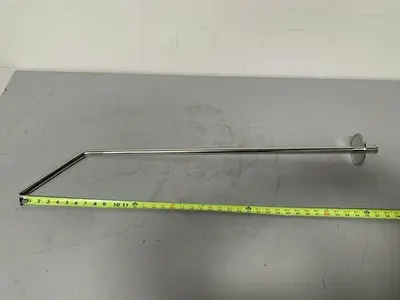 USED FLUID LINE 35" STAINLESS STEEL SIPHON TUBE W/ SLANTED OUTLET & 3/4" SANITARY FIT