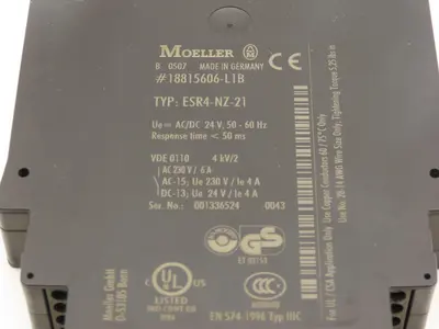Moeller ESR4-NZ-21 Safety Relay 24V AC/DC <50ms Coil 230VAC 6A