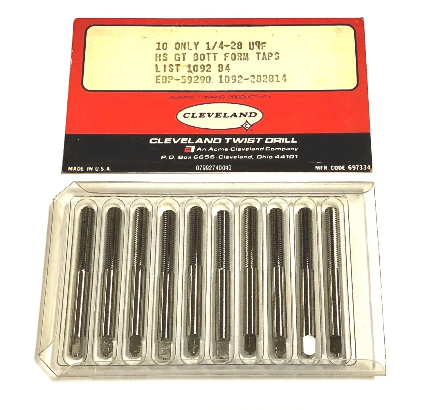 Cleveland Twist 1/4-28 Thread Forming Taps NF Bottoming HSS Tap 10 Pack USA Made