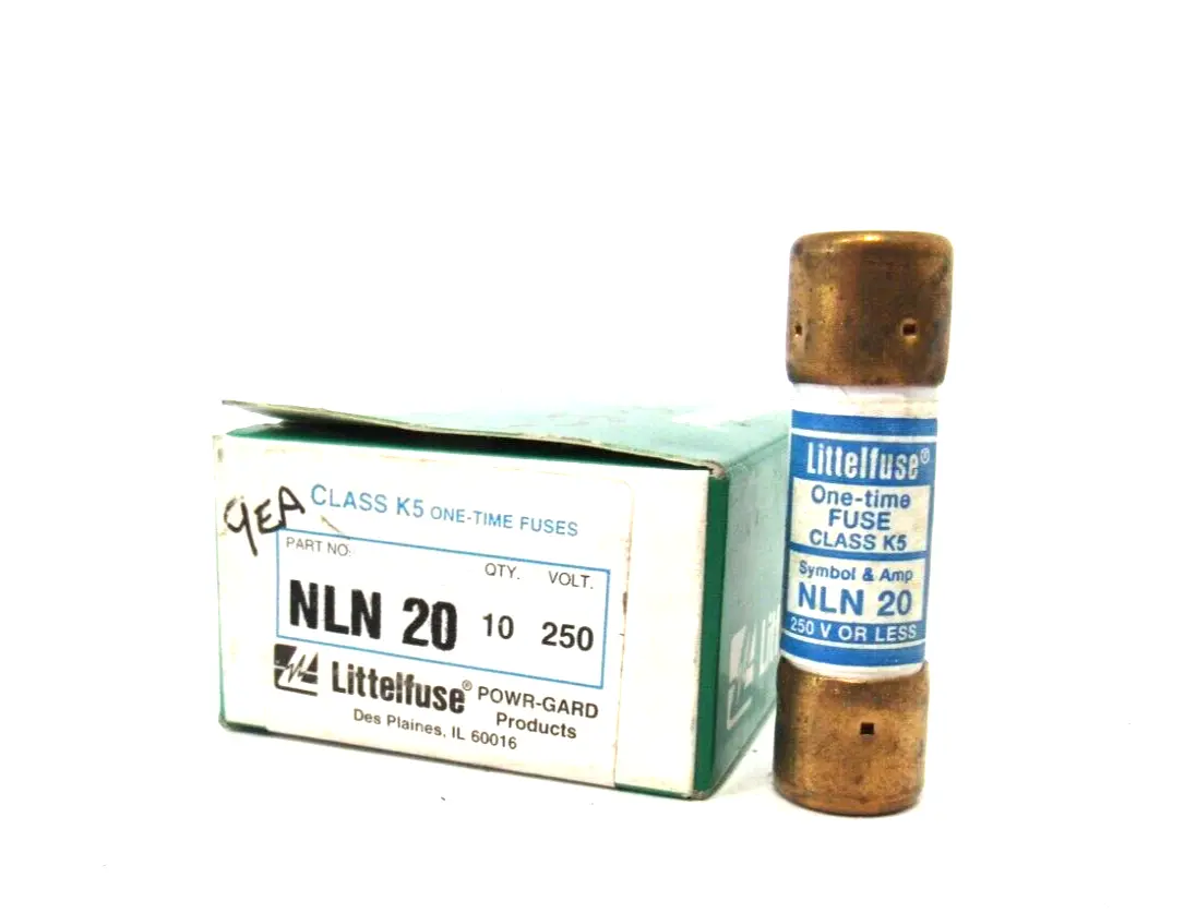 BOX OF 9 NEW LITTELFUSE NLN-20 FUSES NLN20