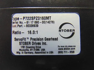 Stober P722SPZ0160MT ServoFit Precision Gearhead 16.0:1 Ratio Used