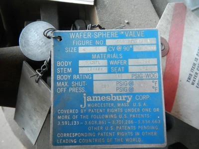 Jamesbury 16" 150 Class, Carbon Steel Wafer Butterfly Valves