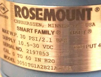 NEW ROSEMOUNT 3051TG1A2B21AI5S1 PRESSURE TRANSMITTER 10.5-30VDC, 30PSI