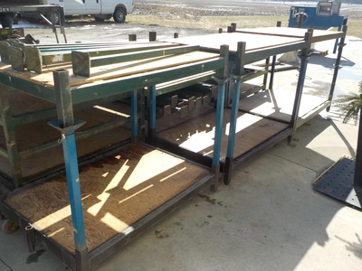Lot of (17) Jarke Airector Heavy Duty Steel Skid, 48'' x 36'' x 9'' Tall, Wood Decks, Stacking Arm (...