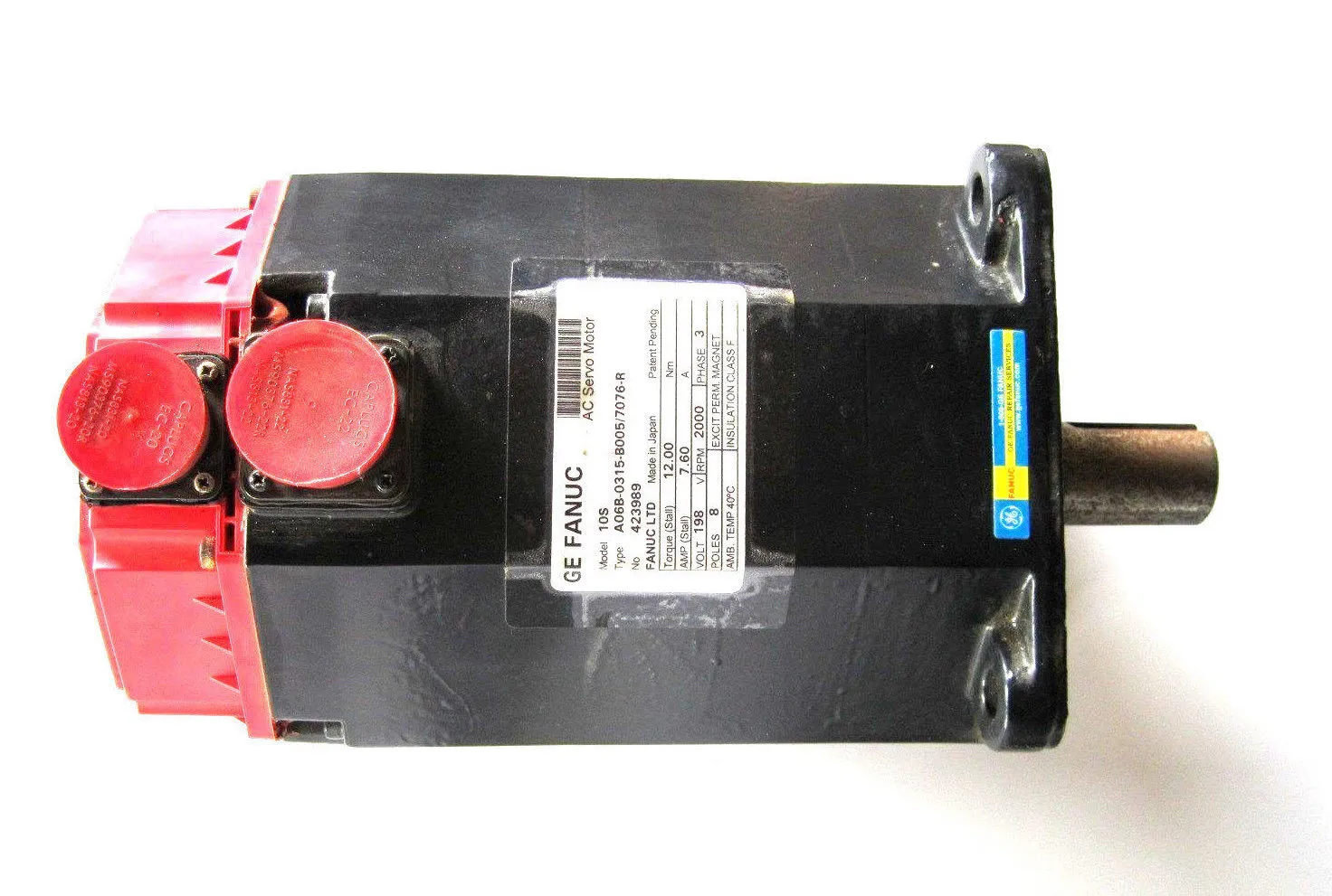 GE FANUC A06B-0315-B005 SERVO MOTOR MODEL 10S 3 PHASE A06B-0315-B005/7076-R