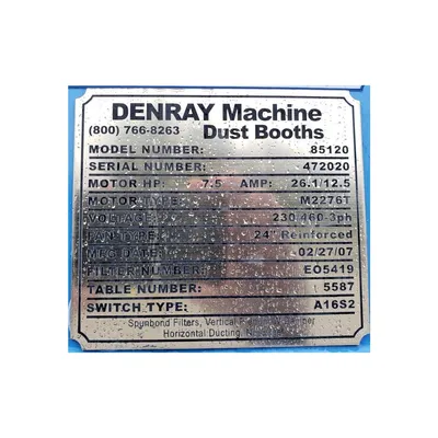 USED DENRAY DUST BOOTHS 85120