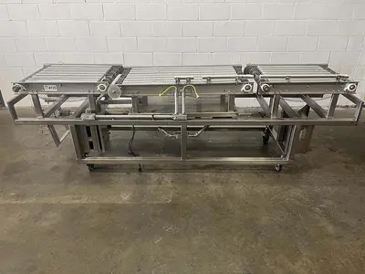 Three-Section Wire Mesh Conveyor with Rails