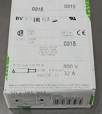 WAGO 281-902 Conductor Through Terminal Block. Box with 50. Loc 3E-36