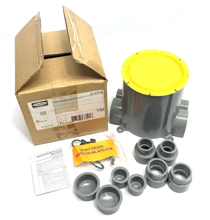 Used HUBBELL-KELLEMS ROUND FLUSH FLOORBOX, PVC, 3.00" MINIMUM DEPT OF POUR Electrical Boxes Michigan US | Maverick Industrial Sales #1090123
